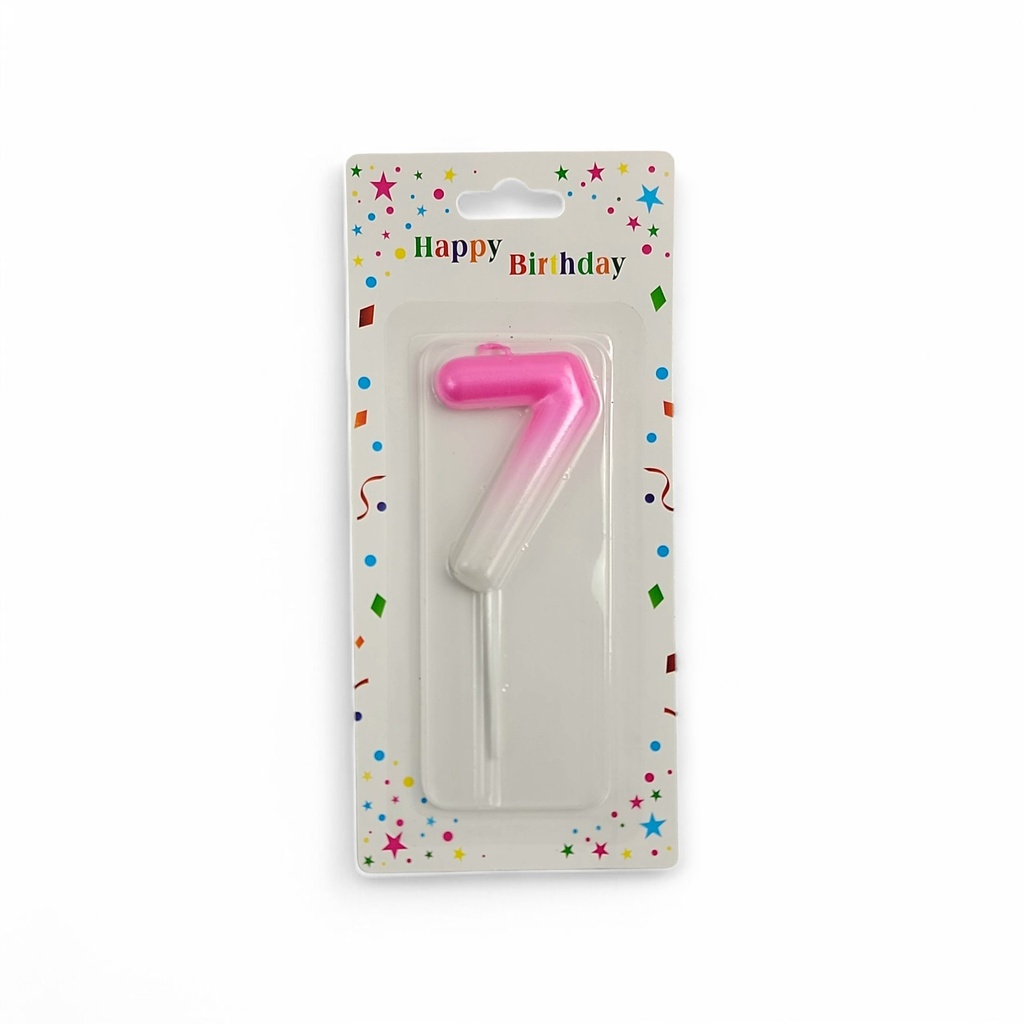 Large Pink & White Number Candle 7