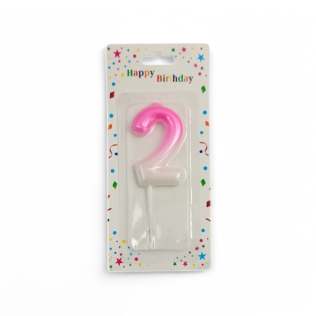 Pink & White Number Candle 2
