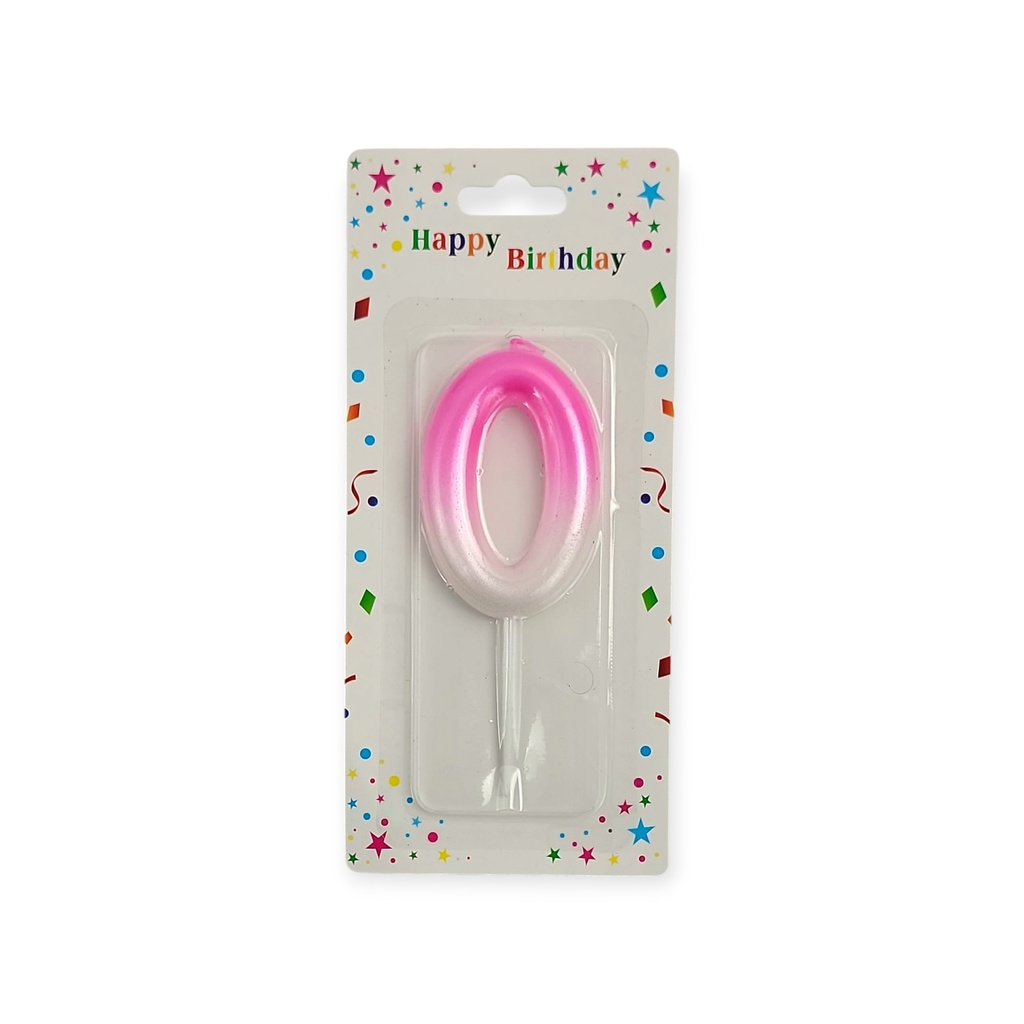 Pink & White Number Candle 0