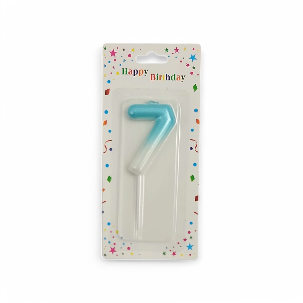 Blue & White Number Candle 7
