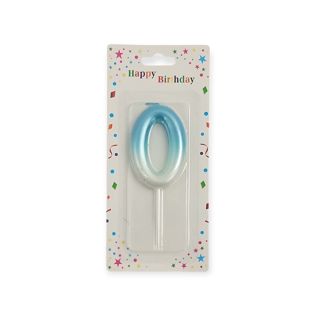 Blue & White Number Candle 0