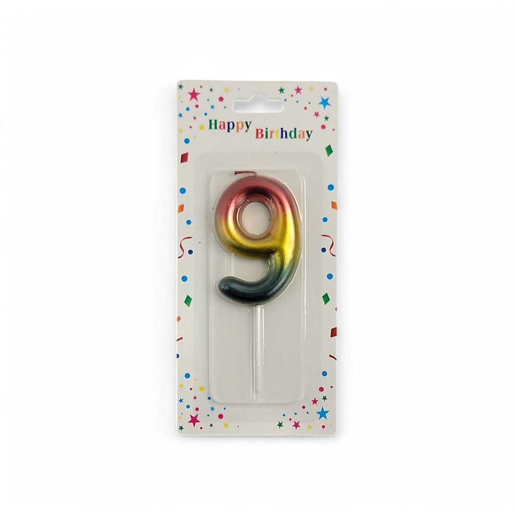 Rainbow Number Candle 9