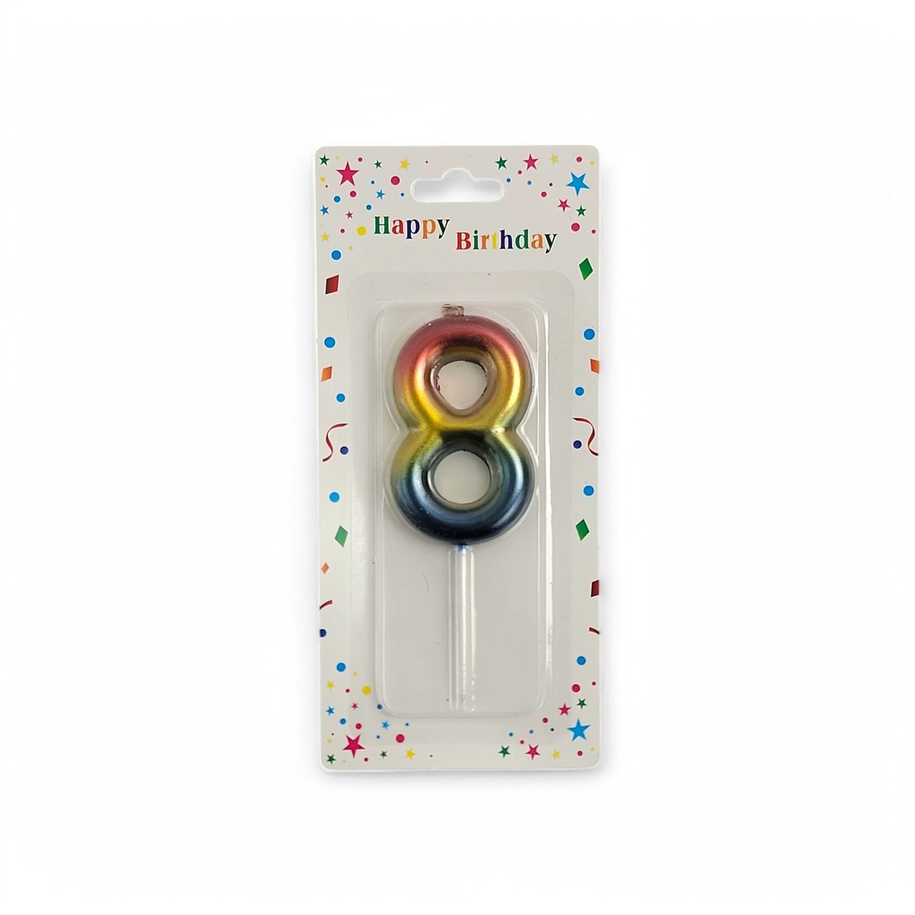 Rainbow Number Candle 8