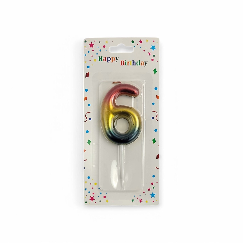 Rainbow Number Candle 6