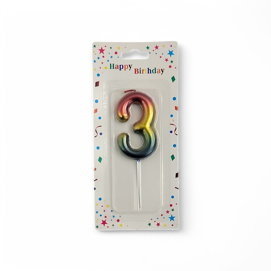 Rainbow Number Candle 3