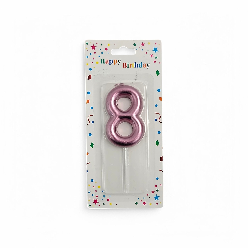 Large Hot Rose Gold Number Candle 8