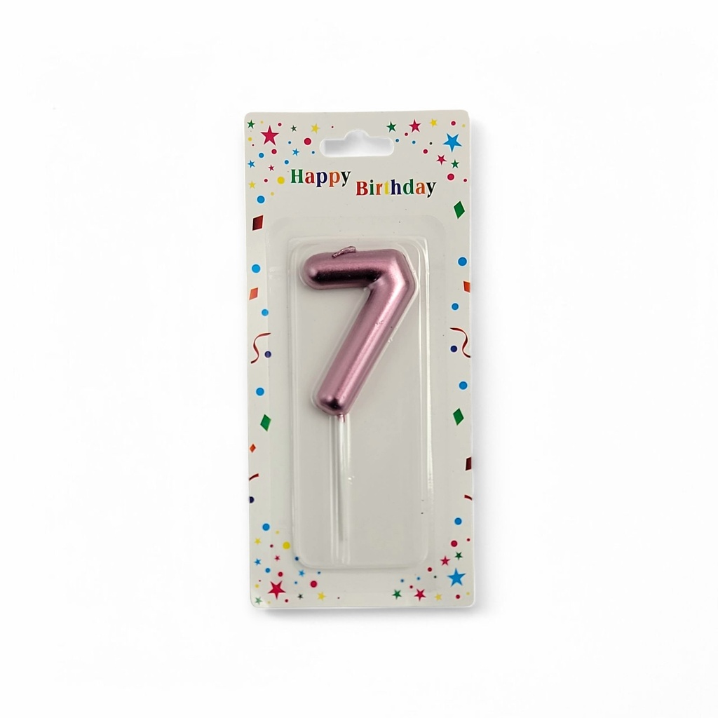 Large Hot Rose Gold Number Candle 7