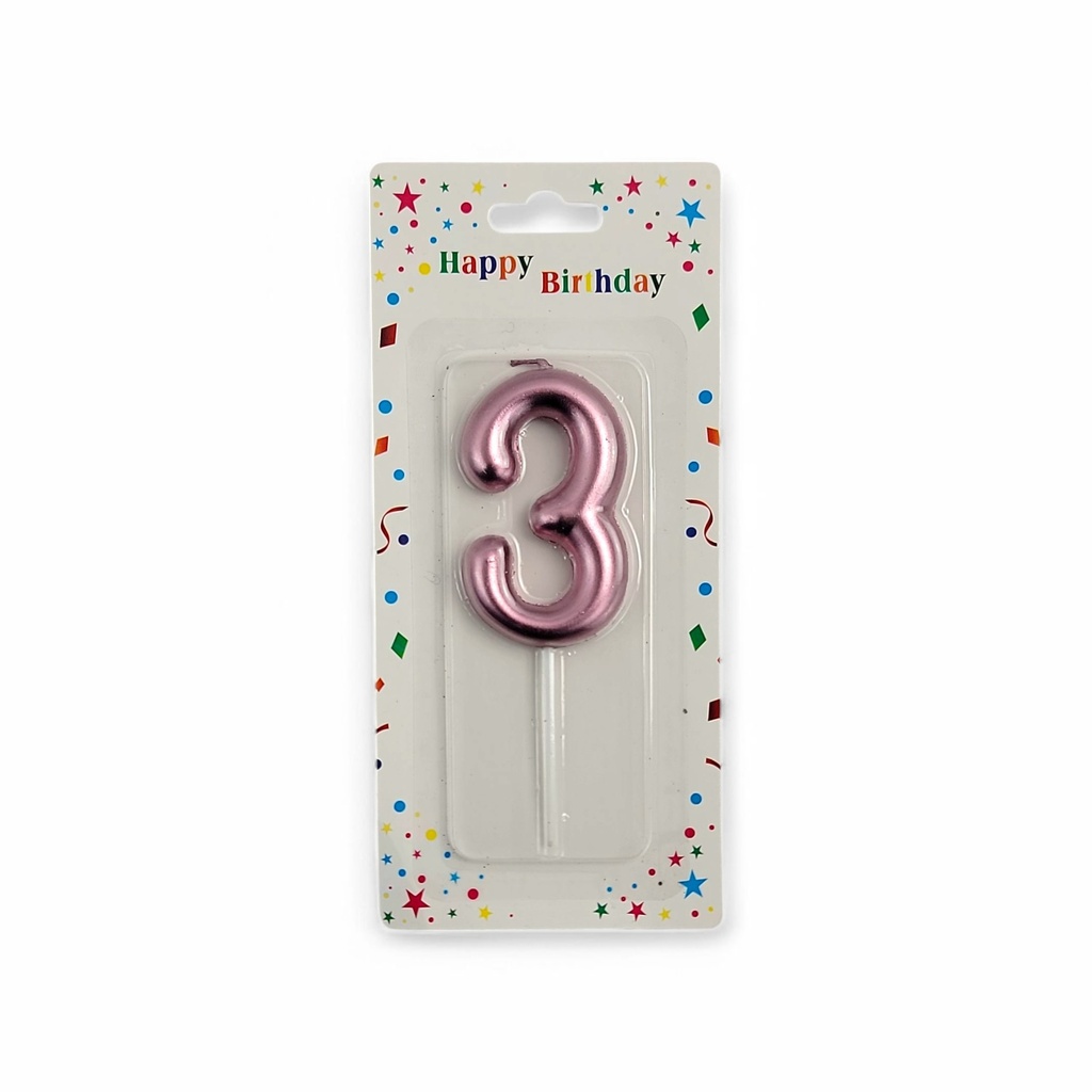 Large Hot Rose Gold Number Candle 3