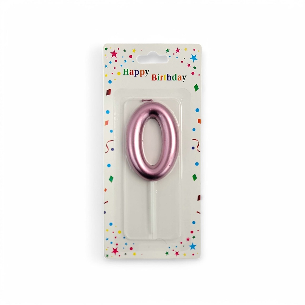 Large Hot Rose Gold Number Candle 0