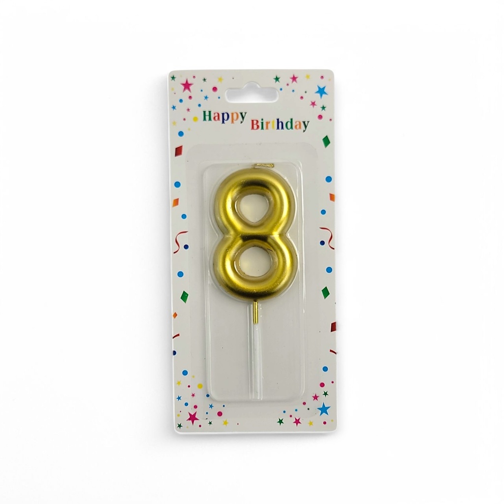 Large Gold Number Candle 8