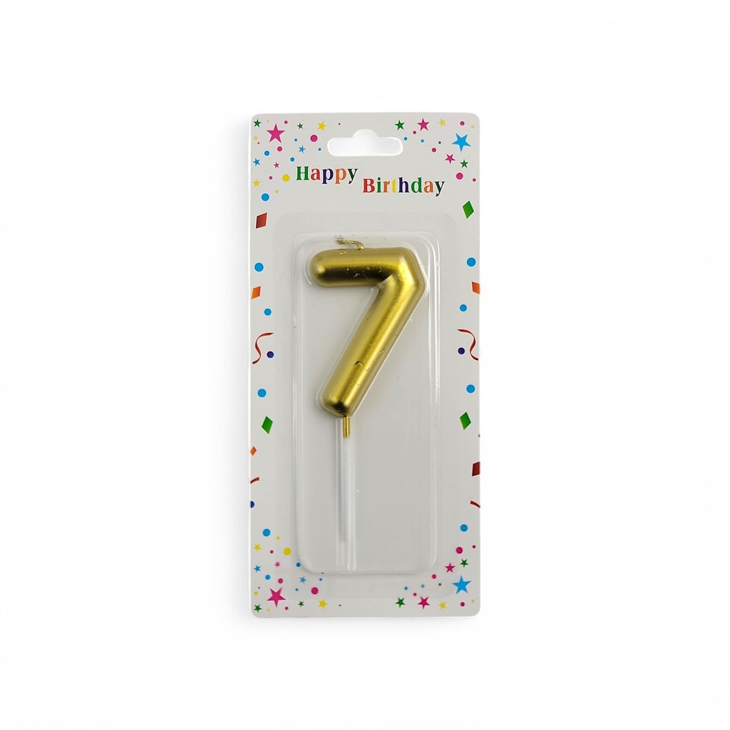 Large Gold Number Candle 7