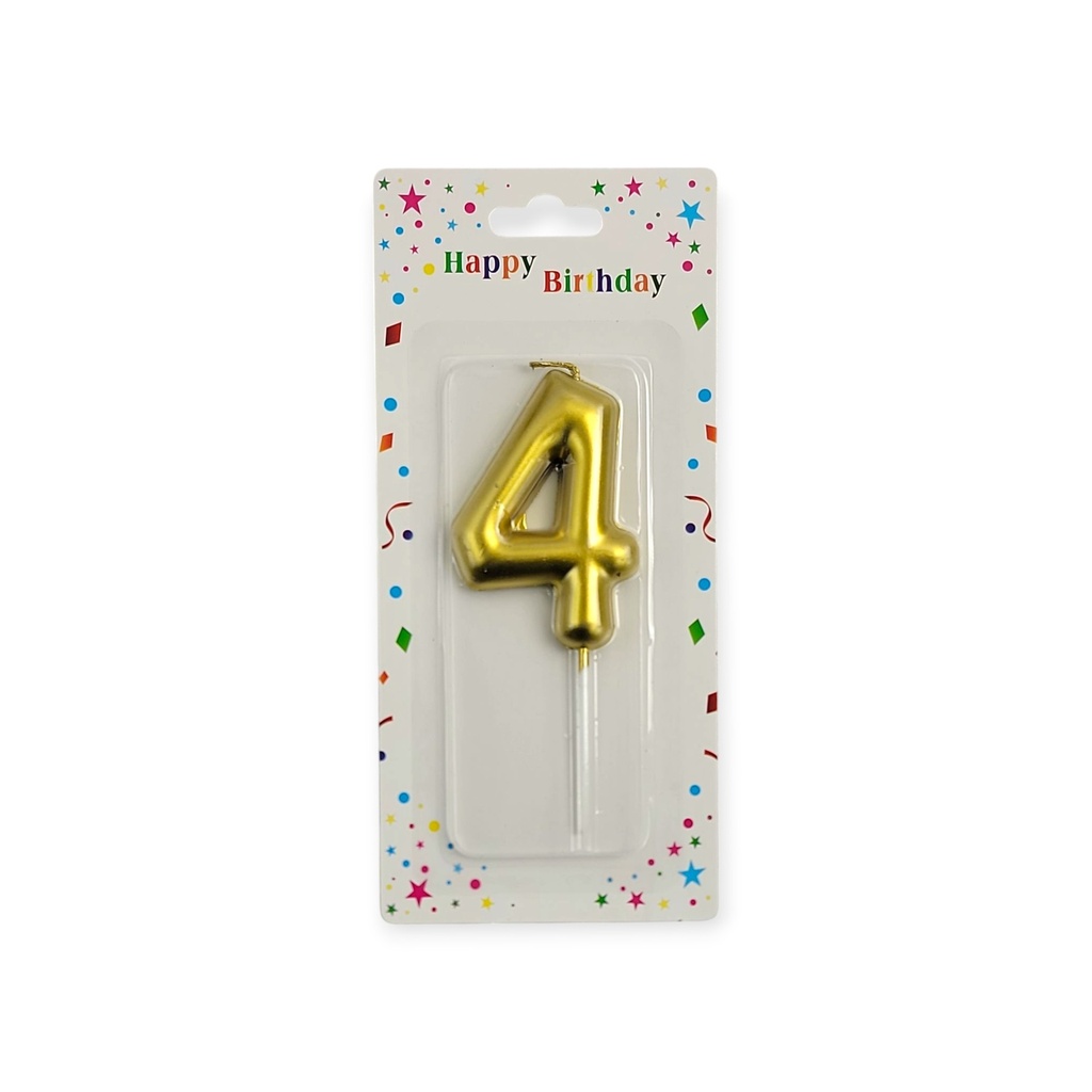 Large Gold Number Candle 4