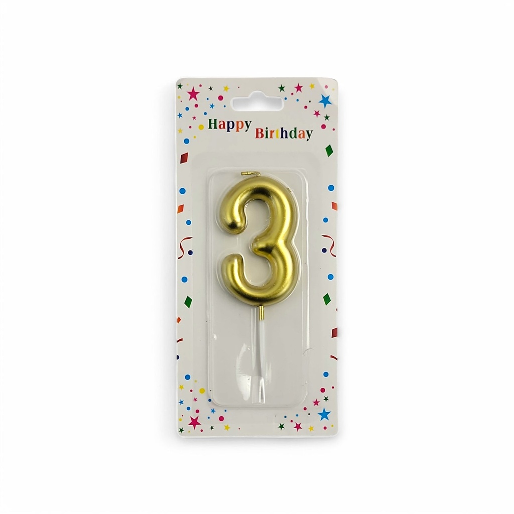Large Gold Number Candle 3