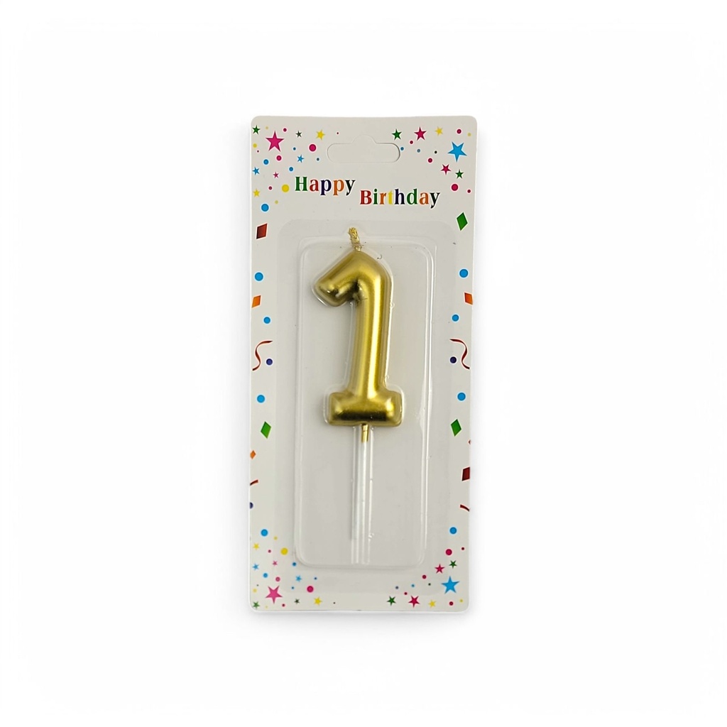 Large Gold Number Candle 1
