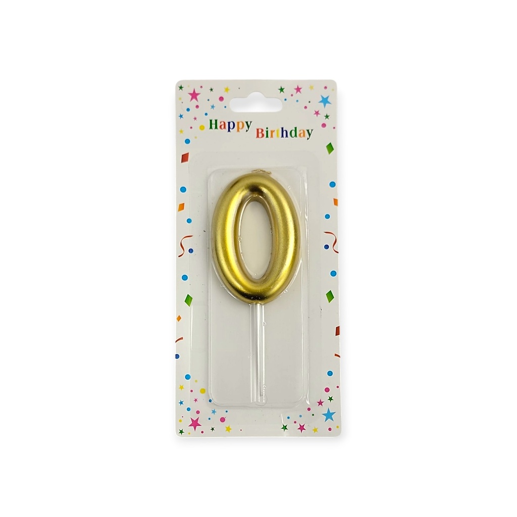 Large Gold Number Candle 0
