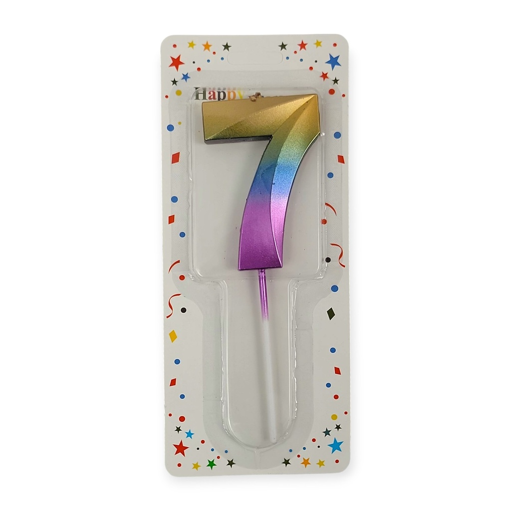 Rainbow Fun Shape Number Candle 7