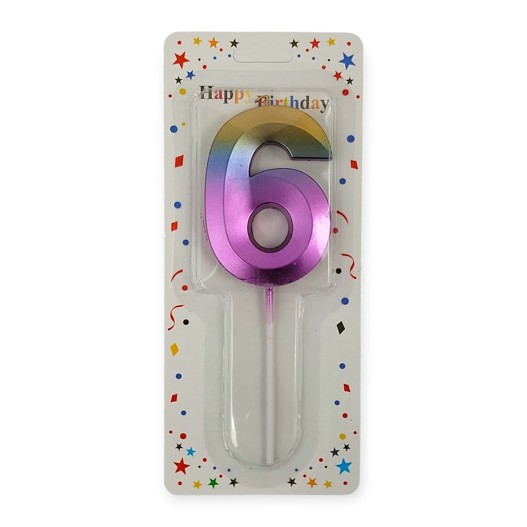 Rainbow Fun Shape Number Candle 6