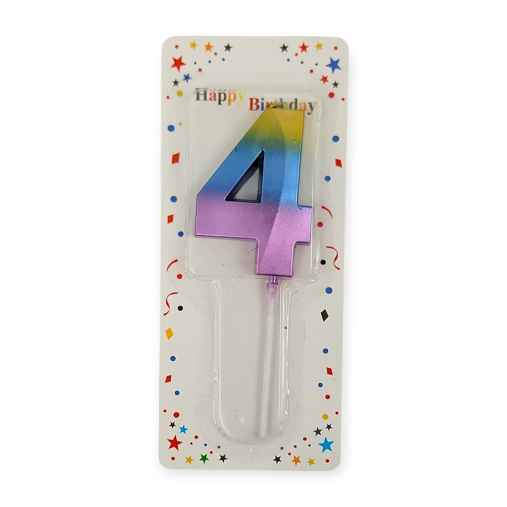 Large Rainbow Fun Shape Number Candle 4