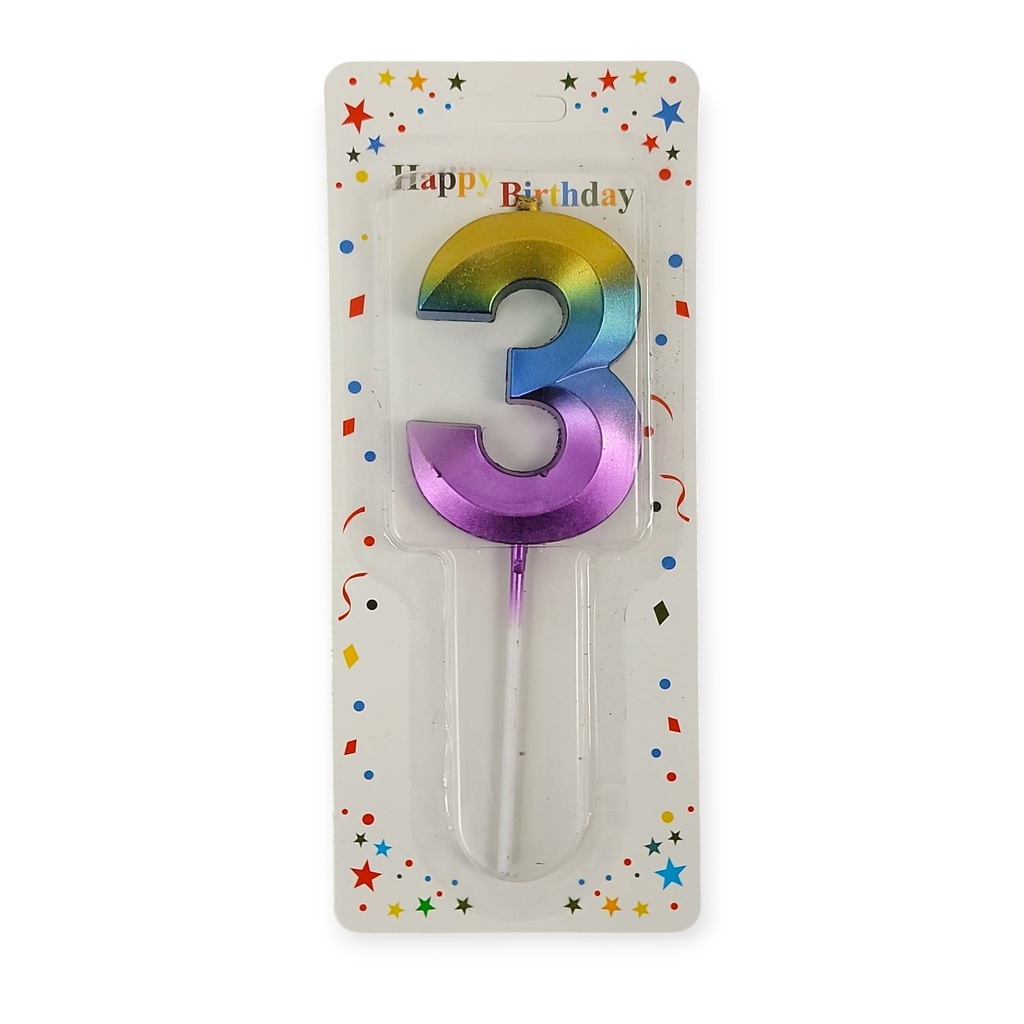 Large Rainbow Fun Shape Number Candle 3