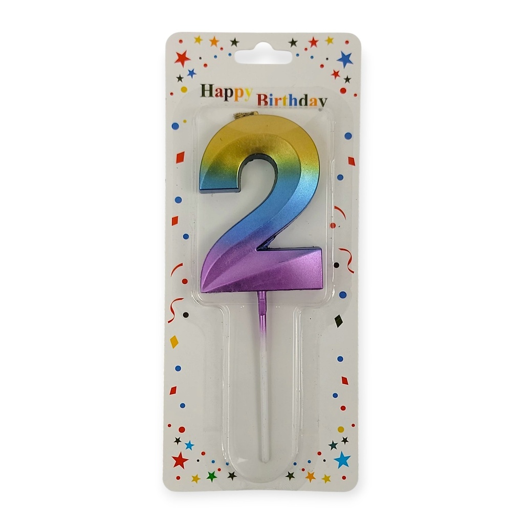 Large Rainbow Fun Shape Number Candle 2