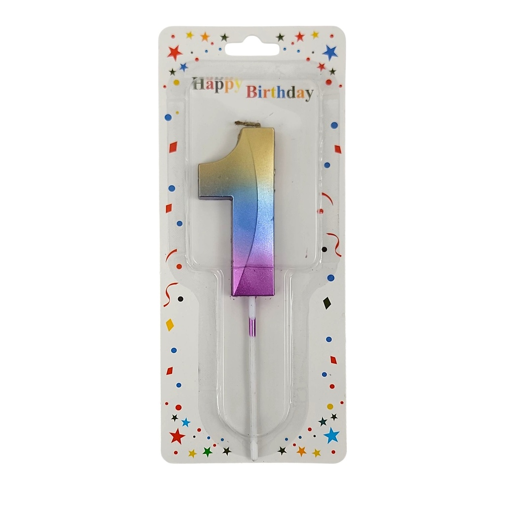 Large Rainbow Fun Shape Number Candle 1