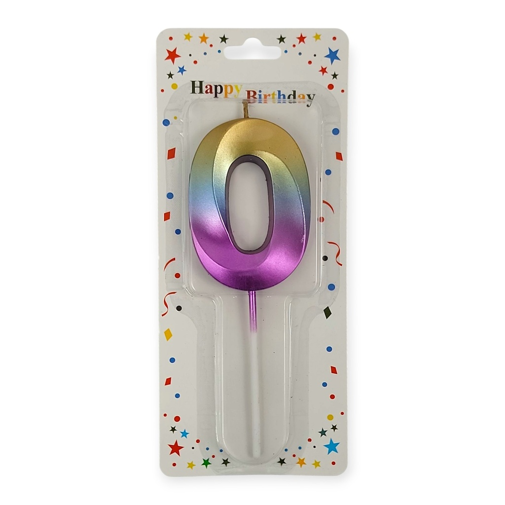 Large Rainbow Fun Shape Number Candle 0