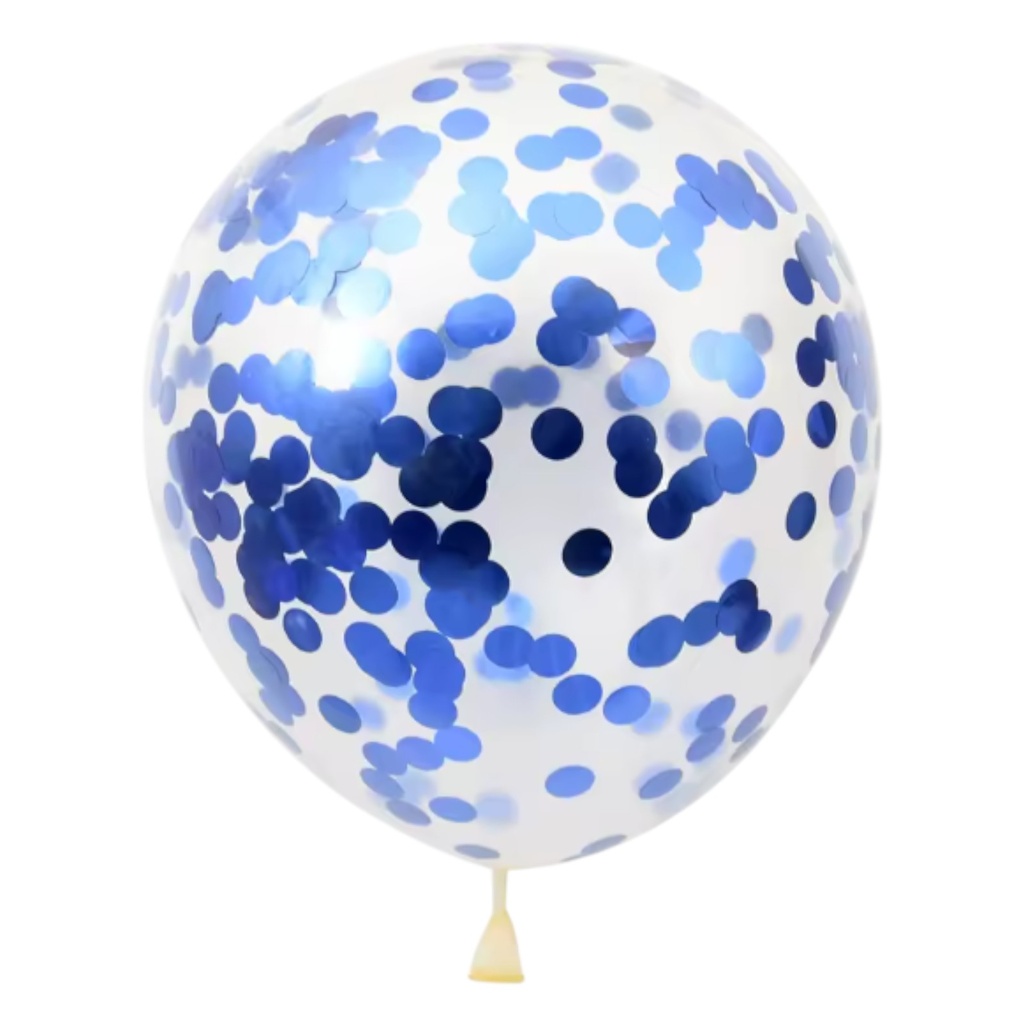 12" Confetti Latex Balloons 15 pcs Blue