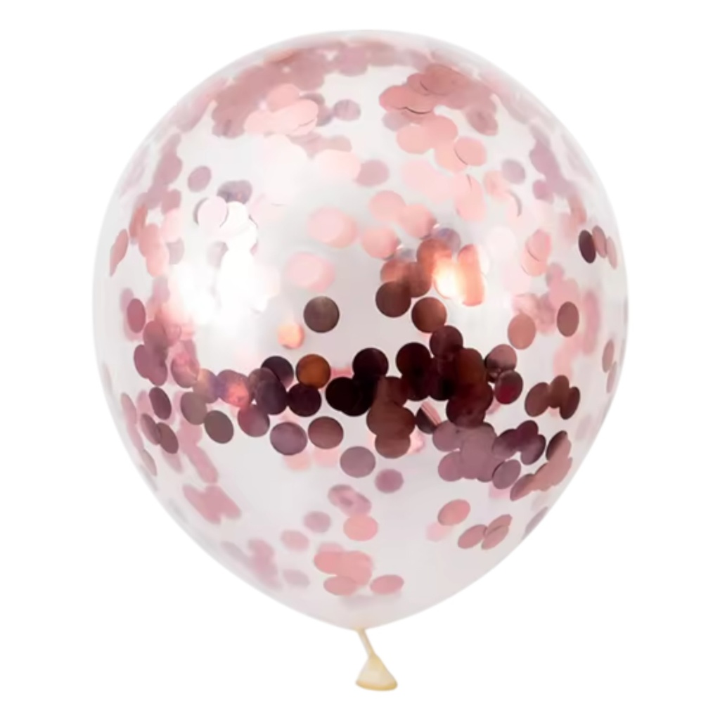 12" Confetti Latex Balloons 15 pcs Rose Gold