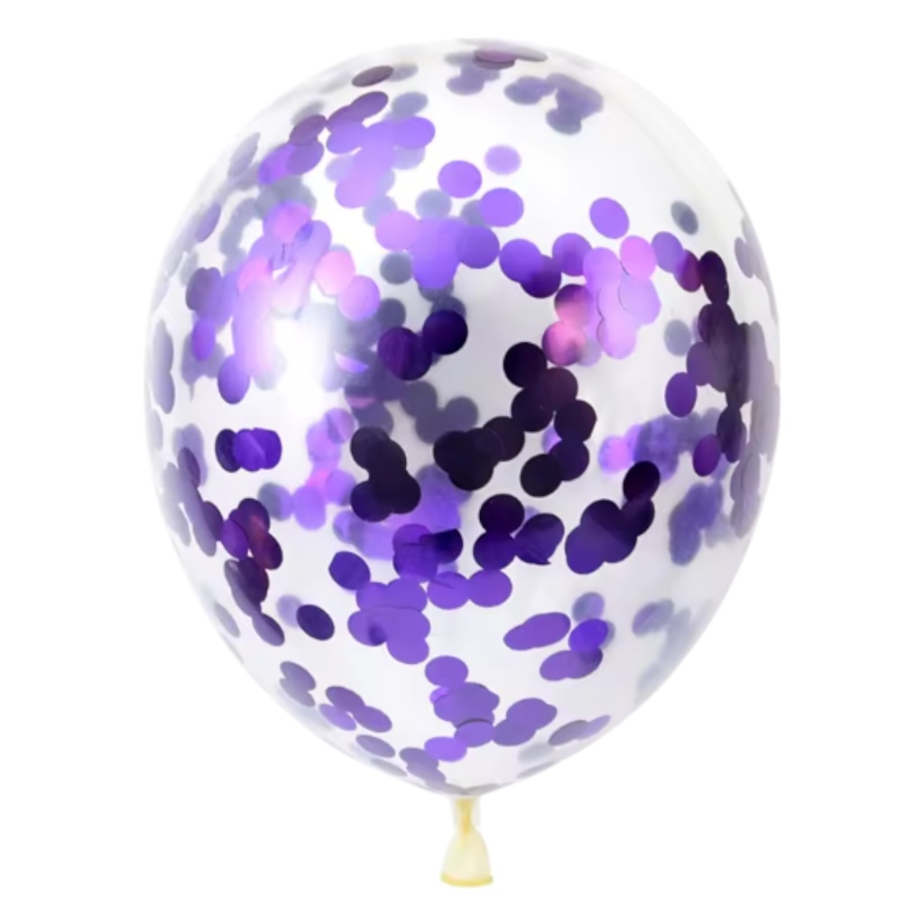 12" Confetti Latex Balloons 15 pcs Purple