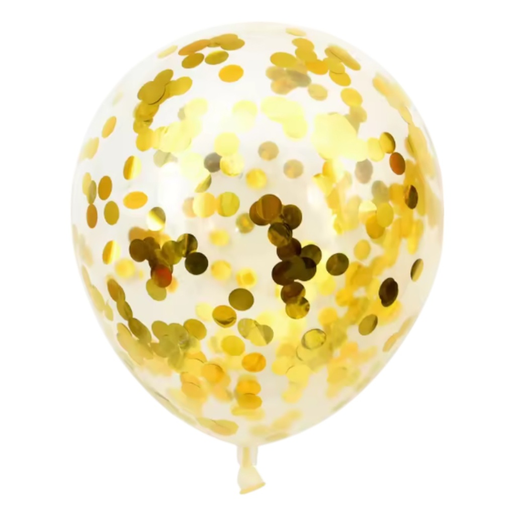 12" Confetti Latex Balloons 15 pcs Gold