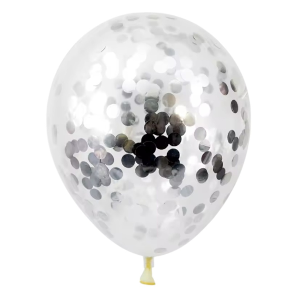 12" Confetti Latex Balloons 15 pcs Silver