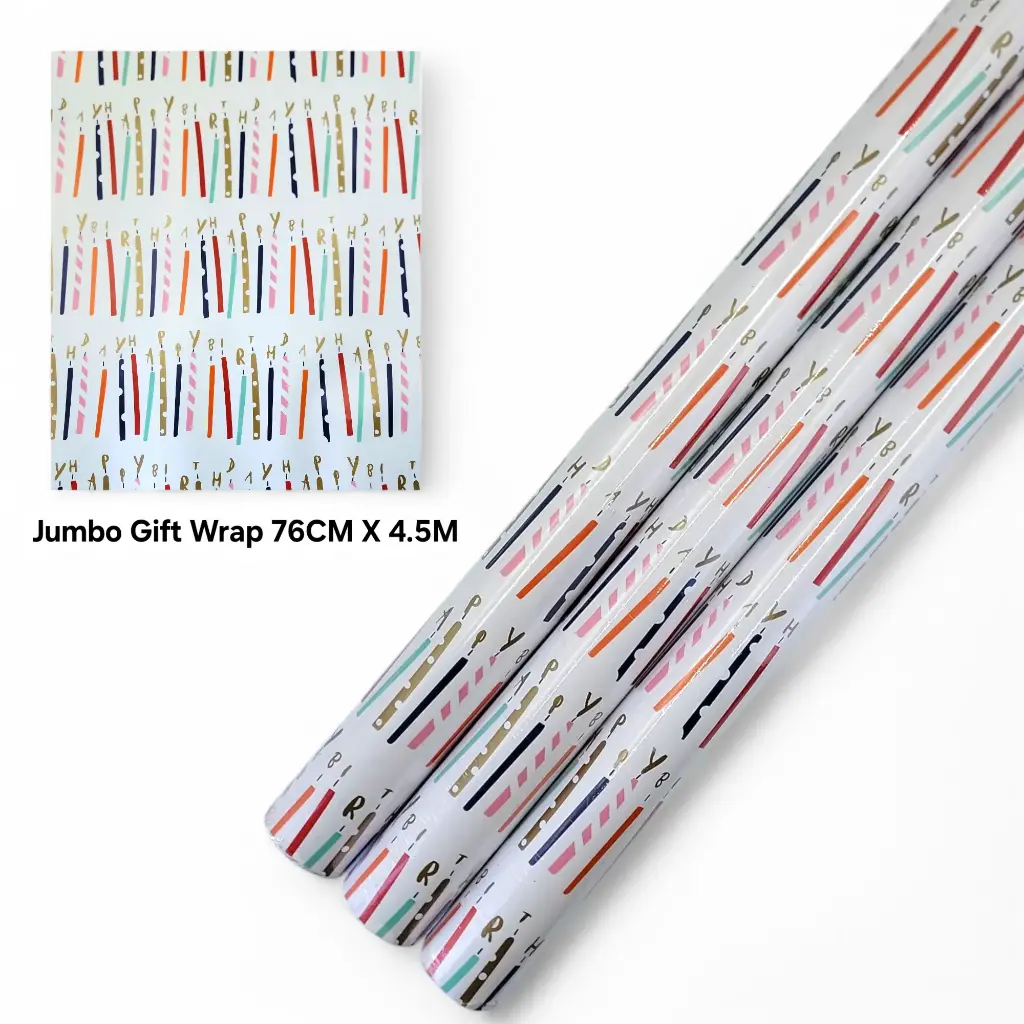 Jumbo Gift Wrapping Paper Birthday Candle 76CM*4.5M (2.49 ft × 14.76 ft)