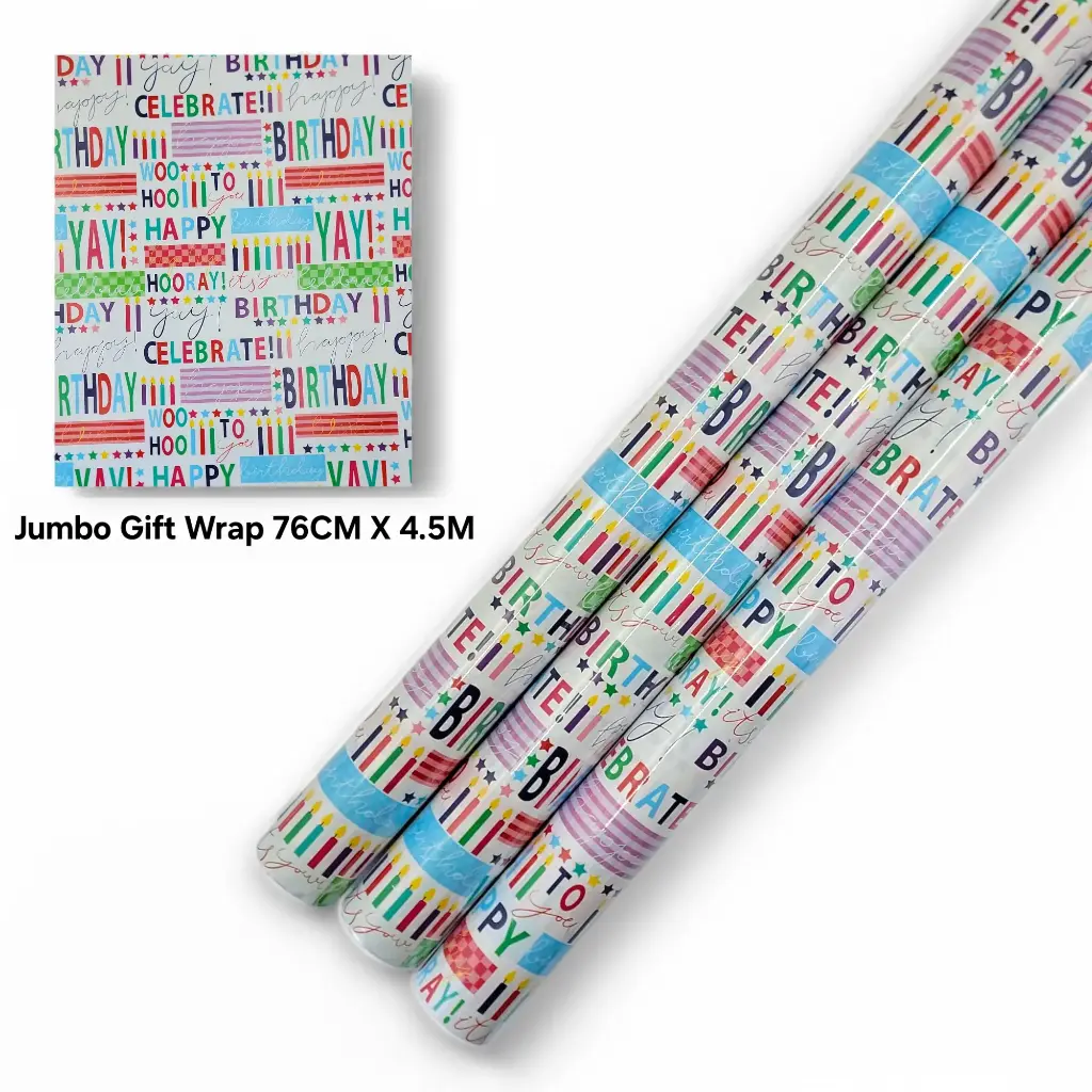 Jumbo Gift Wrapping Paper Birthday 76CM*4.5M (2.49 ft × 14.76 ft)