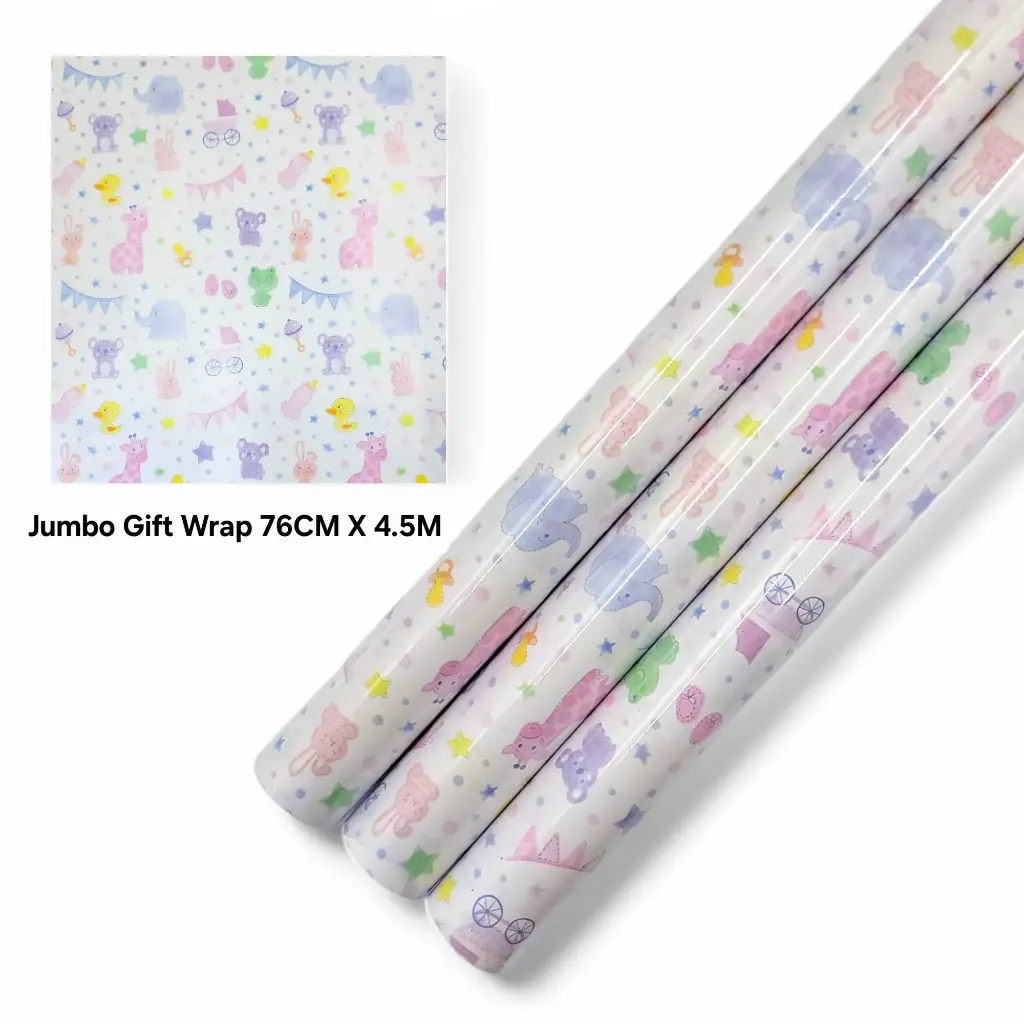 Jumbo Gift Wrapping Paper Baby Shower Girl 76CM*4.5M (2.49 ft × 14.76 ft)
