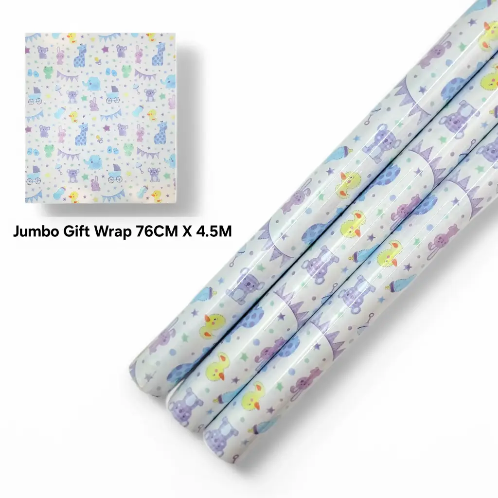 Jumbo Gift Wrapping Paper Baby Shower Boy 76CM*4.5M (2.49 ft × 14.76 ft)
