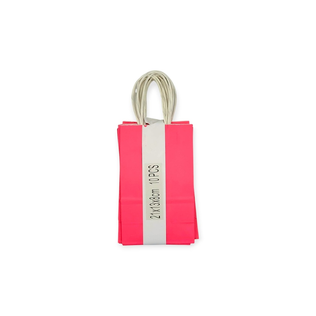 10 pcs Craft Paper Gift Bag Hot Pink (21*13*8cm/ 8.27 × 5.12 × 3.15 in)