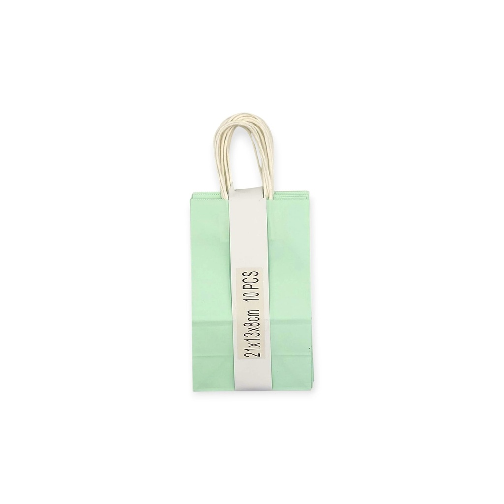 10 pcs Craft Paper Gift Bag Mint (21*13*8cm/ 8.27 × 5.12 × 3.15 in)