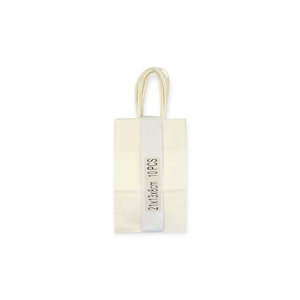 10 pcs Craft Paper Gift Bag White (21*13*8cm/ 8.27 × 5.12 × 3.15 in)