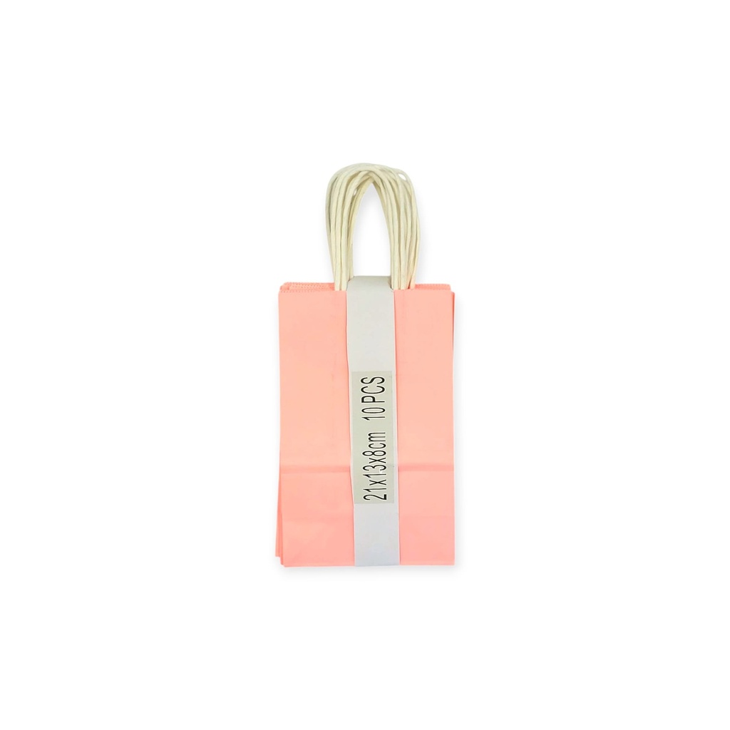 10 pcs Craft Paper Gift Bag Coral (21*13*8cm/ 8.27 × 5.12 × 3.15 in)