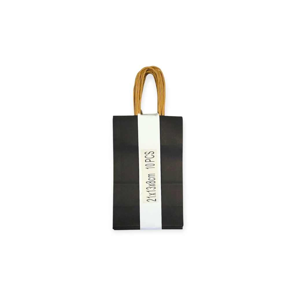10 pcs Craft Paper Gift Bag Black (21*13*8cm/ 8.27 × 5.12 × 3.15 in)
