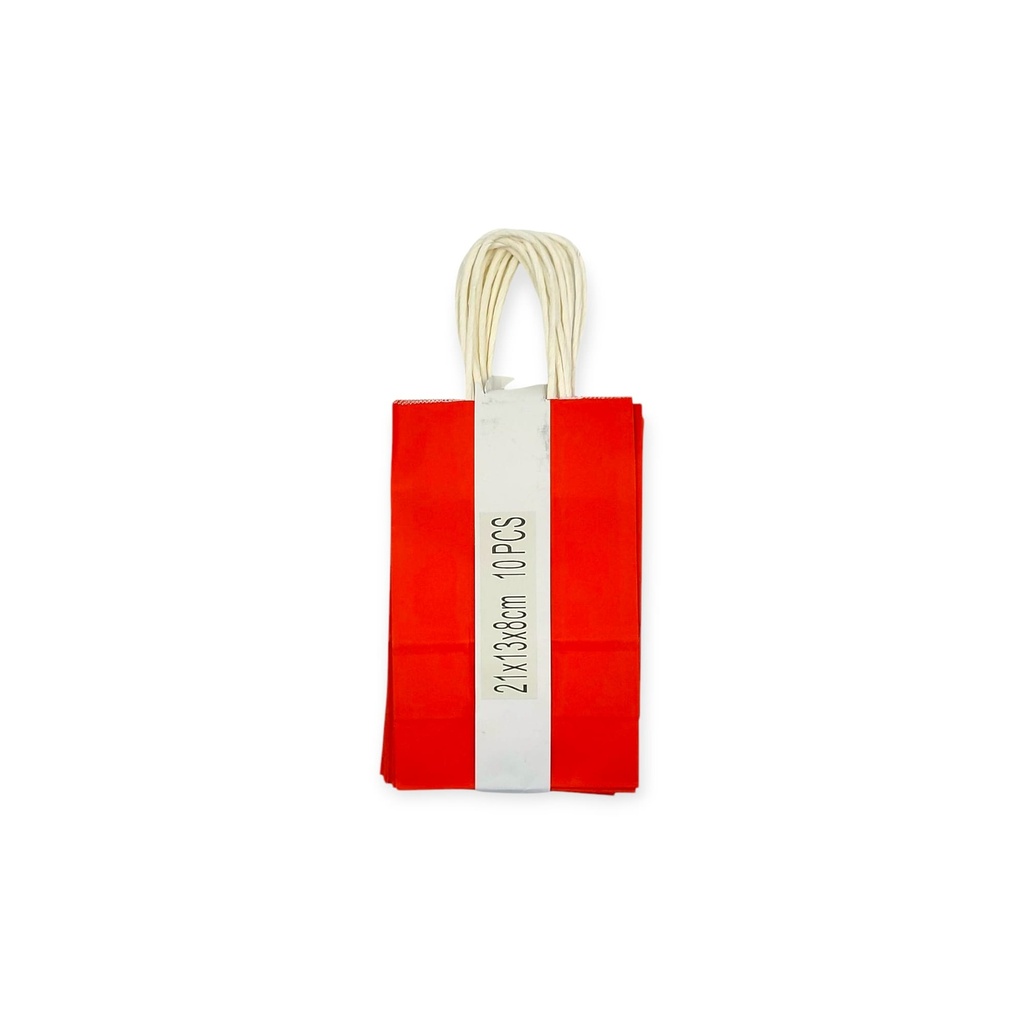 10 pcs Craft Paper Gift Bag Red (21*13*8cm/ 8.27 × 5.12 × 3.15 in)
