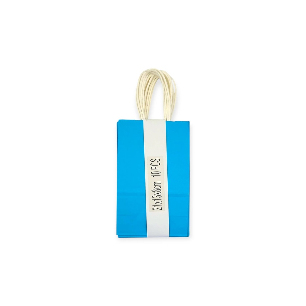 10 pcs Craft Paper Gift Bag Baby Blue (21*13*8cm/ 8.27 × 5.12 × 3.15 in)