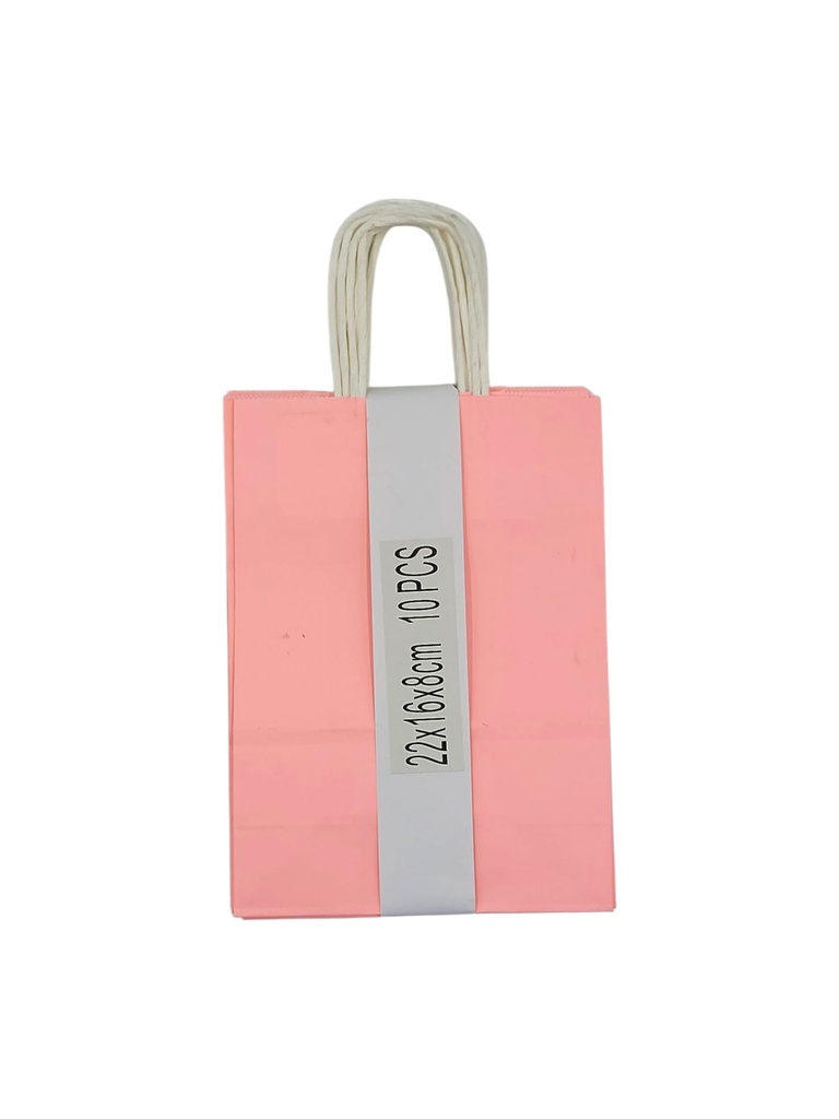 Medium 10 pcs Craft Paper Gift Bag Coral (22*16*8cm/ 8.66 × 6.30 × 3.15 in)