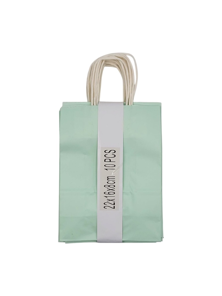 Medium 10 pcs Craft Paper Gift Bag Mint (22*16*8cm/ 8.66 × 6.30 × 3.15 in)