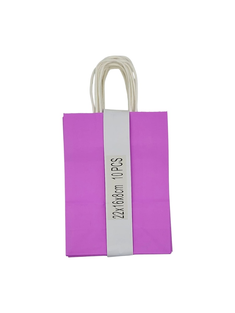 Medium 10 pcs Craft Paper Gift Bag Lavender (22*16*8cm/ 8.66 × 6.30 × 3.15 in)