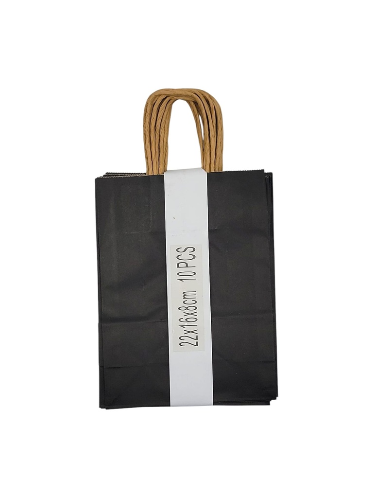 Medium 10 pcs Craft Paper Gift Bag Black (22*16*8cm/ 8.66 × 6.30 × 3.15 in)