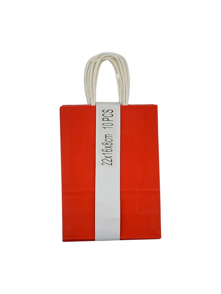 Medium 10 pcs Craft Paper Gift Bag Red (22*16*8cm/ 8.66 × 6.30 × 3.15 in)