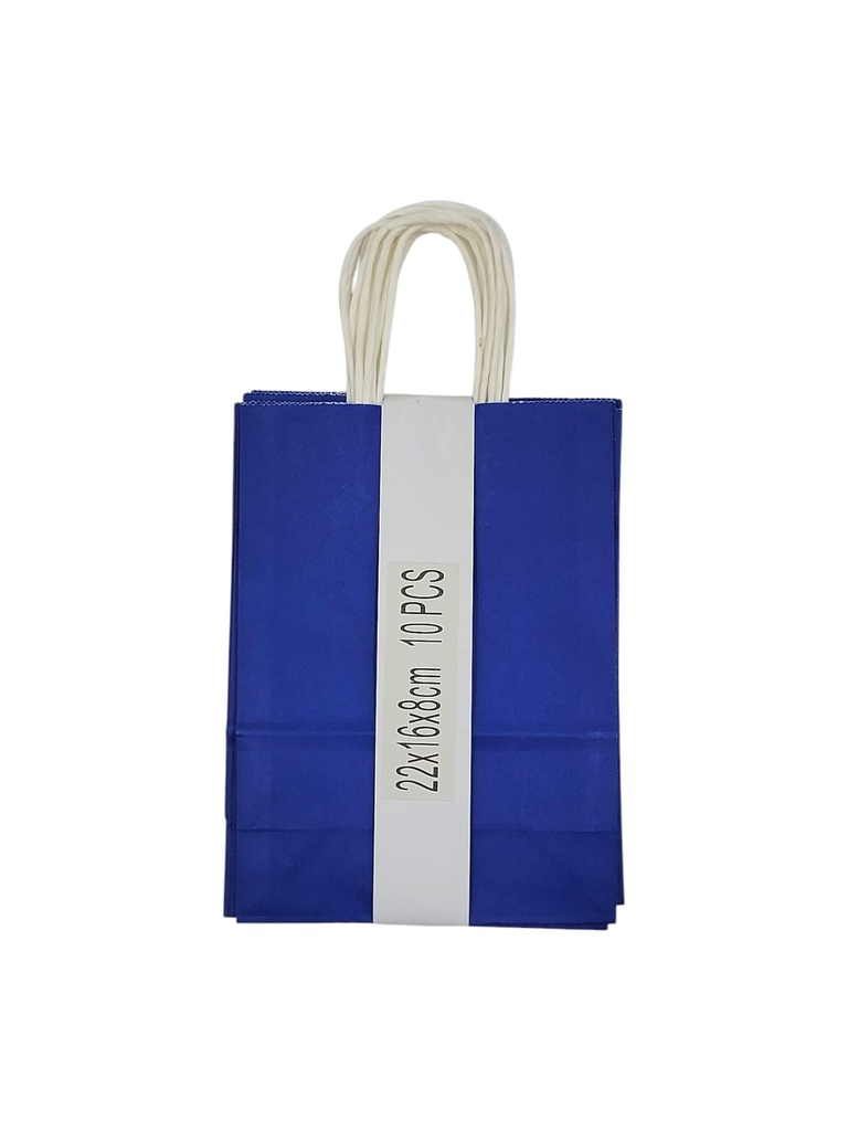 Medium 10 pcs Craft Paper Gift Bag Dark Blue (22*16*8cm/ 8.66 × 6.30 × 3.15 in)