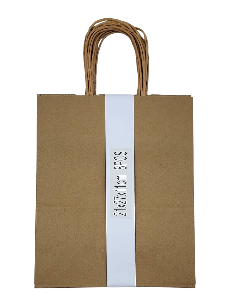 Large 8 pcs Craft Paper Gift Bag Brown  (21*27*11cm) 8.3 × 10.6 × 4.3 in