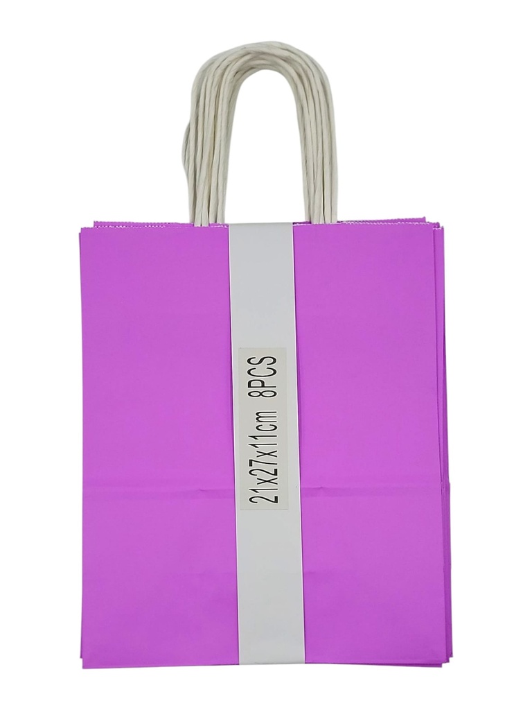 Large 8 pcs Craft Paper Gift Bag Lavender  (21*27*11cm) 8.3 × 10.6 × 4.3 in